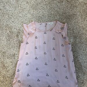LOFT Blush Pink Sleeveless Top with Floral Accents